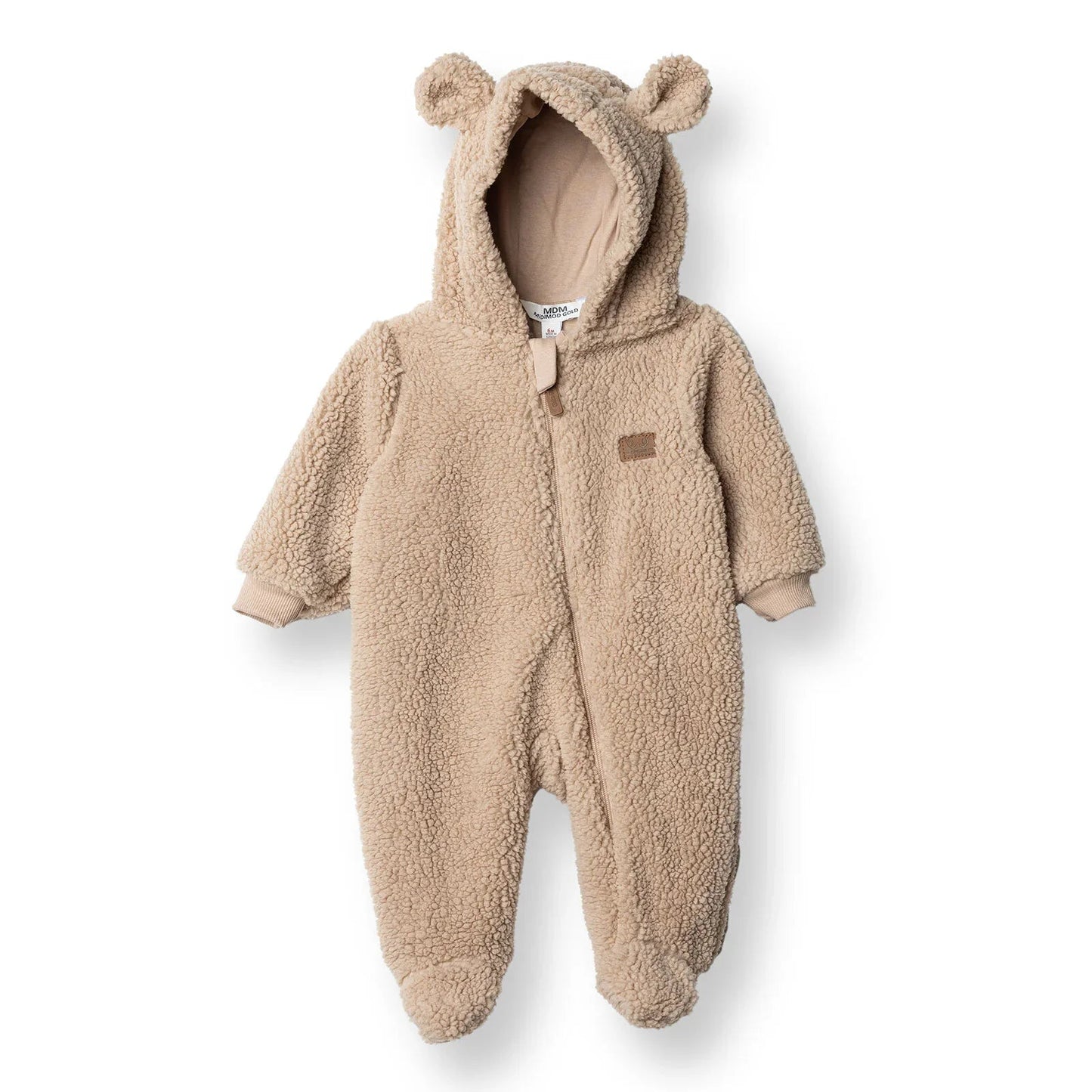 Midimod Newborn Welsoft Footed Jumpsuit - Light Brown - mezetto ebebek ebebek