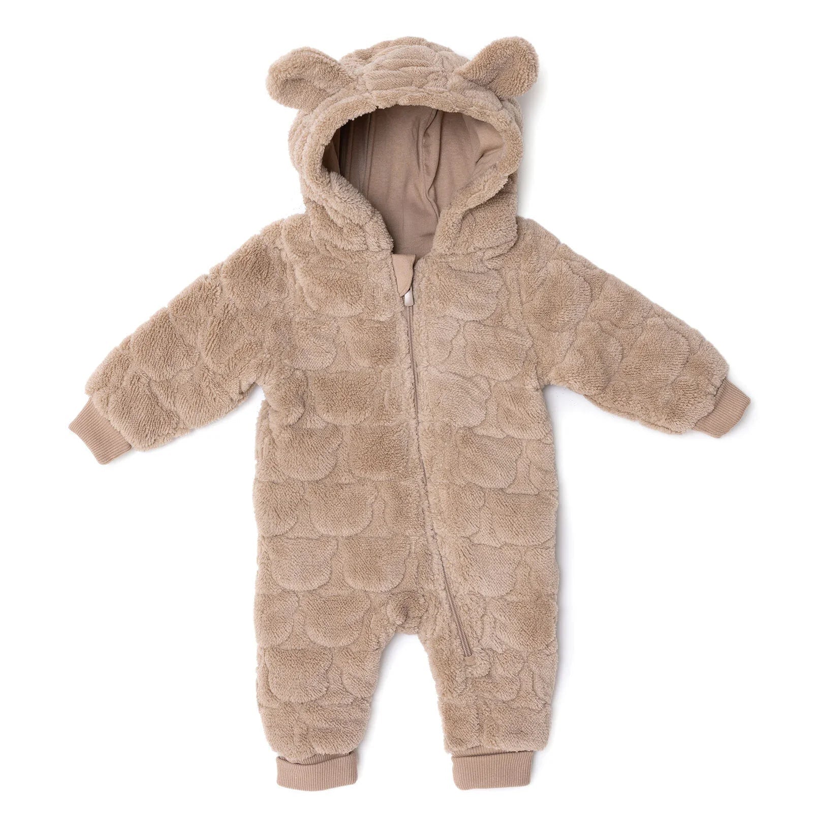 Midimod Newborn Welsoft Footless Jumpsuit - Beige - mezetto ebebek ebebek
