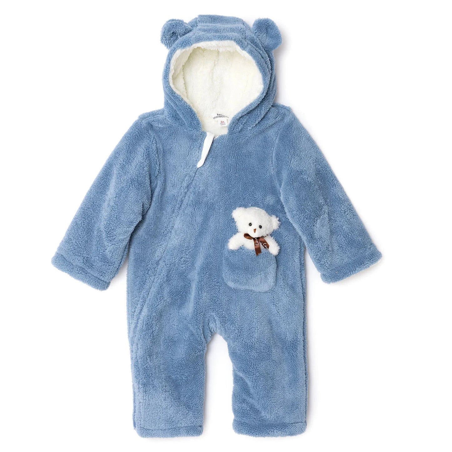 Midimod Newborn Welsoft Footless Jumpsuit - Blue - mezetto ebebek ebebek