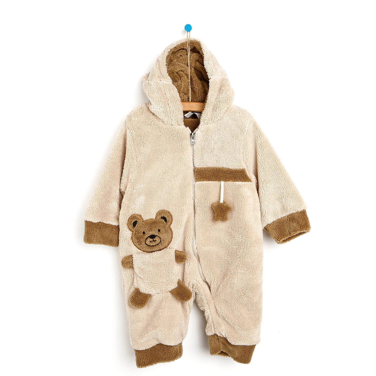 Midimod Newborn Welsoft Jumpsuit - Beige - mezetto ebebek ebebek