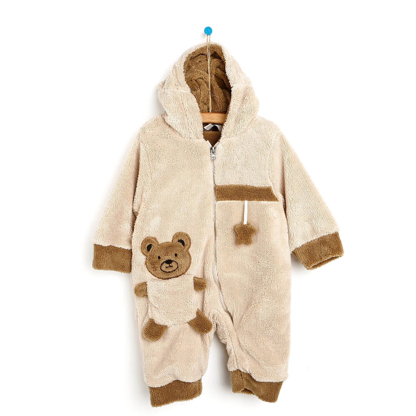 Midimod Newborn Welsoft Jumpsuit - Beige - mezetto ebebek ebebek