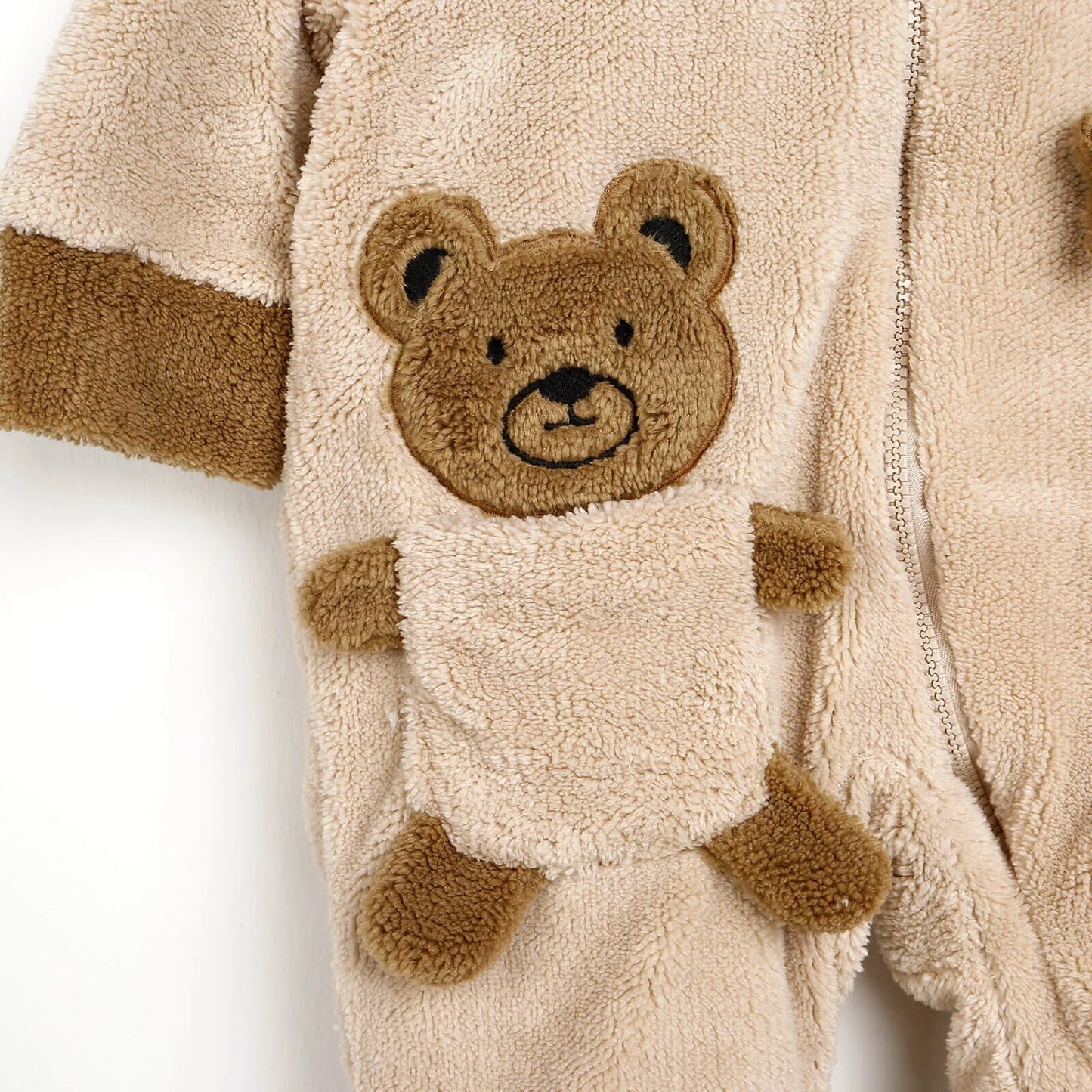 Midimod Newborn Welsoft Jumpsuit - Beige - mezetto ebebek ebebek