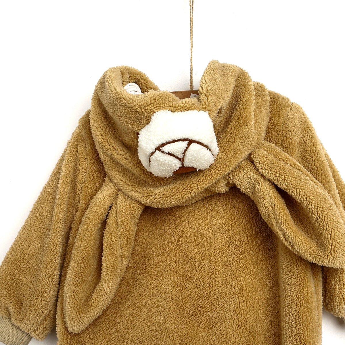 Midimod Newborn Welsoft Kangaroo Footed Jumpsuit - Brown - mezetto ebebek ebebek