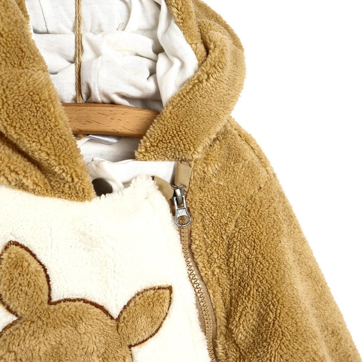 Midimod Newborn Welsoft Kangaroo Footed Jumpsuit - Brown - mezetto ebebek ebebek