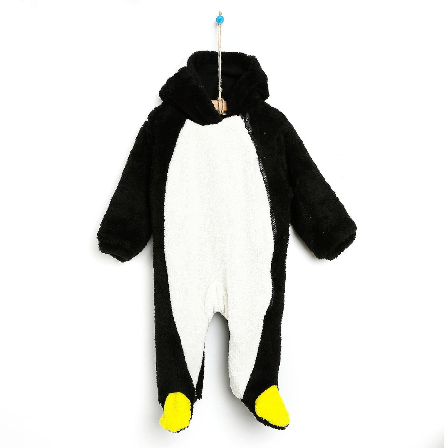 Midimod Newborn Welsoft Penguin Footed Jumpsuit - Black - mezetto ebebek ebebek