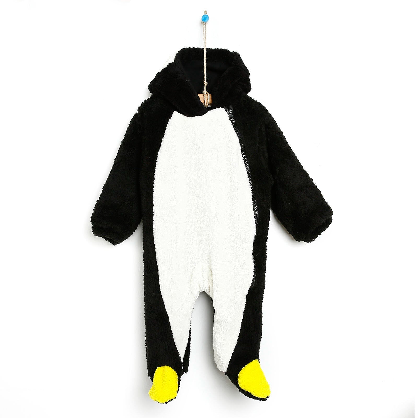 Midimod Newborn Welsoft Penguin Footed Jumpsuit - Black - mezetto ebebek ebebek