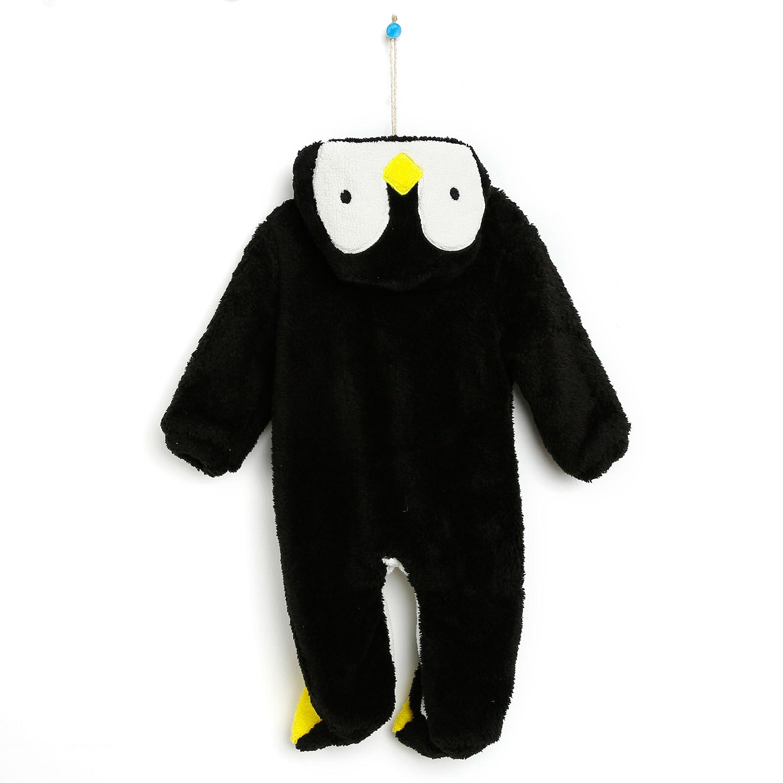 Midimod Newborn Welsoft Penguin Footed Jumpsuit - Black - mezetto ebebek ebebek