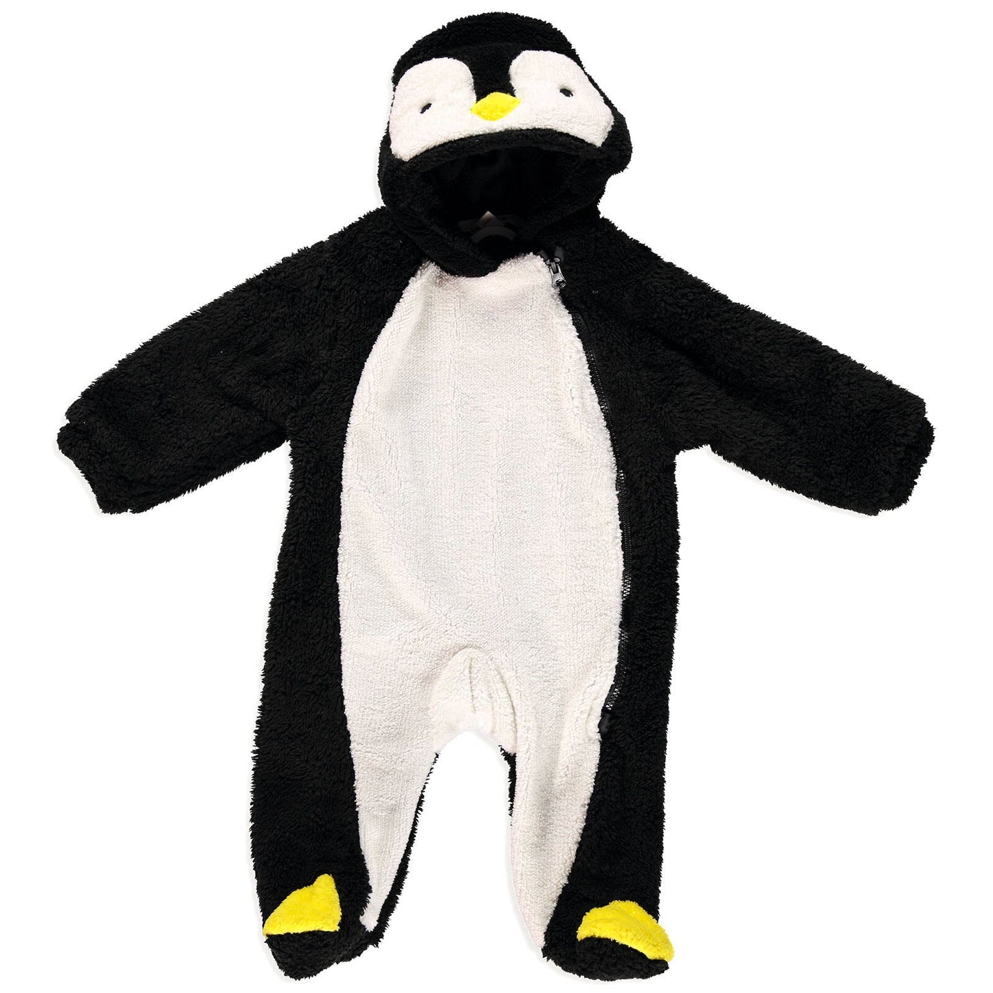 Midimod Newborn Welsoft Penguin Footed Jumpsuit - Black - mezetto ebebek ebebek
