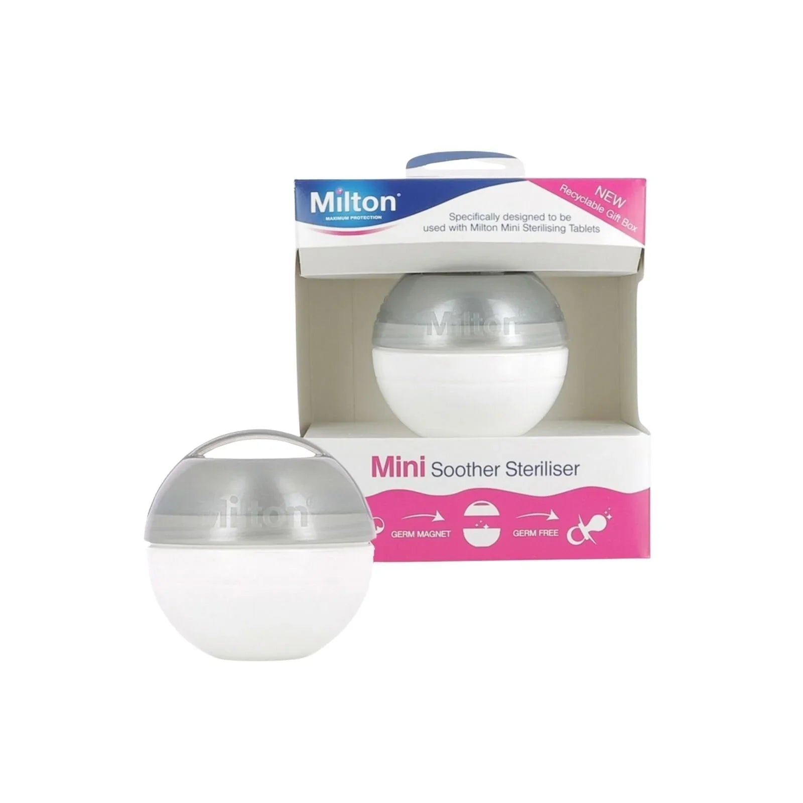 Milton Mini Soother Steriliser Silver - mezetto ebebek ebebek