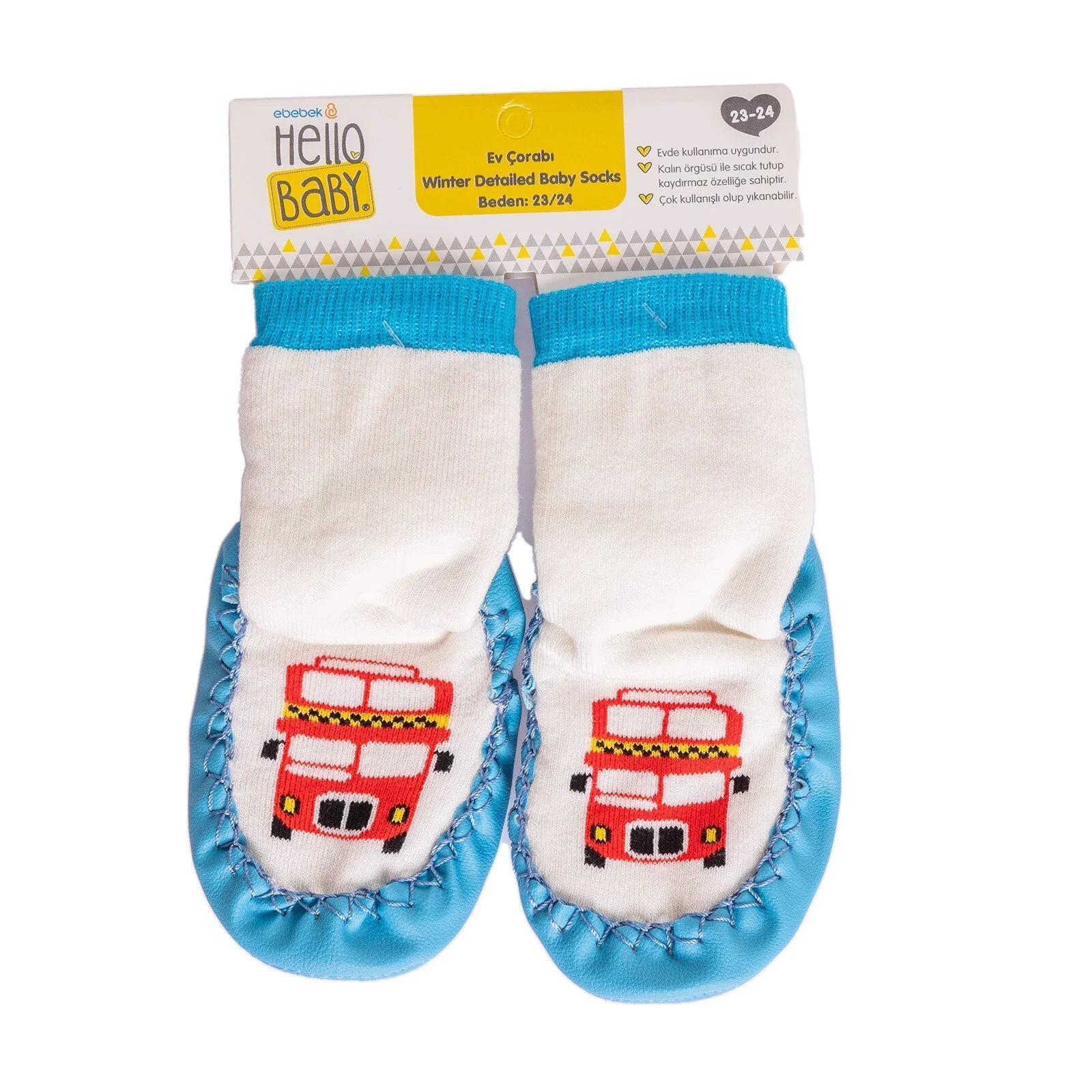 Minissa Baby Boy Pack of 3 Socks - Ecru - mezetto ebebek ebebek