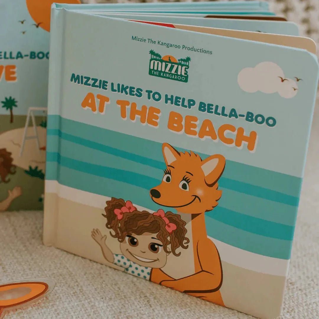 Mizzie the Kangaroo At The Beach Touch & Feel Book - mezetto ebebek ebebek