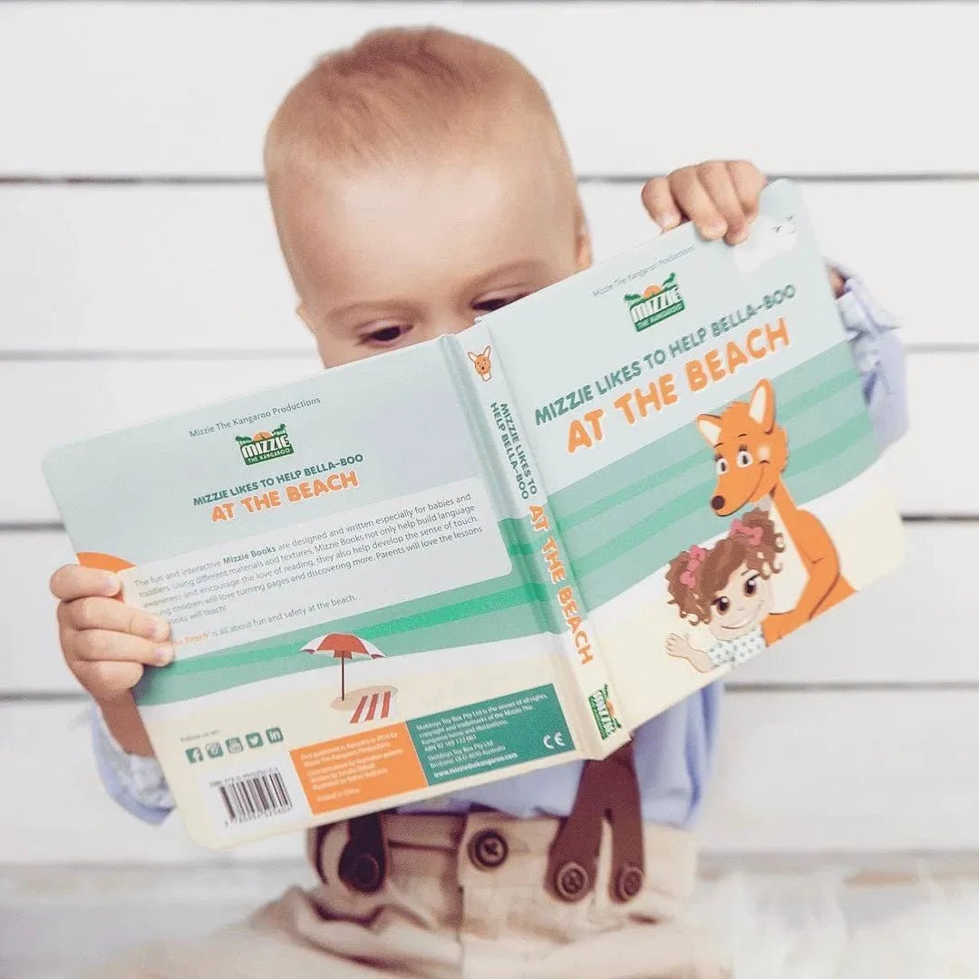 Mizzie the Kangaroo At The Beach Touch & Feel Book - mezetto ebebek ebebek