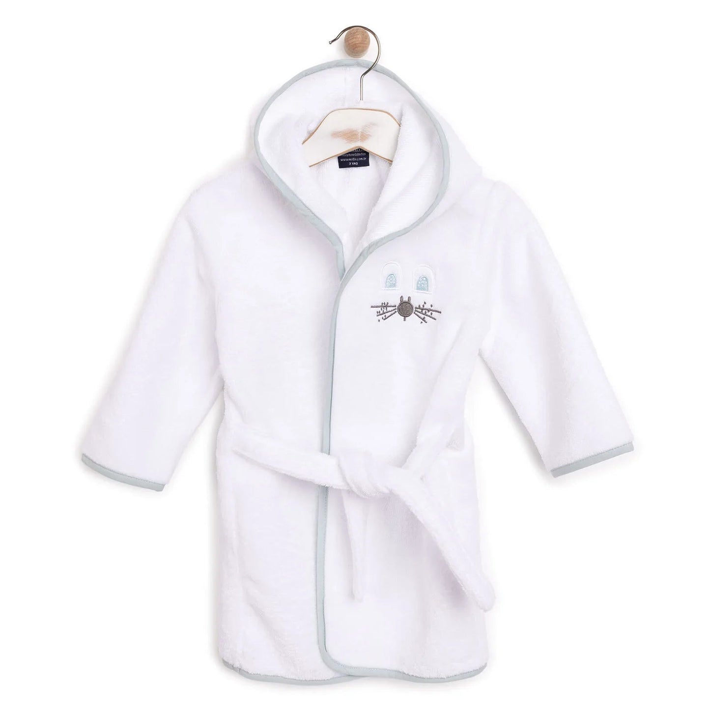 Mollia Boy Baby Bathrobe - White - mezetto ebebek ebebek