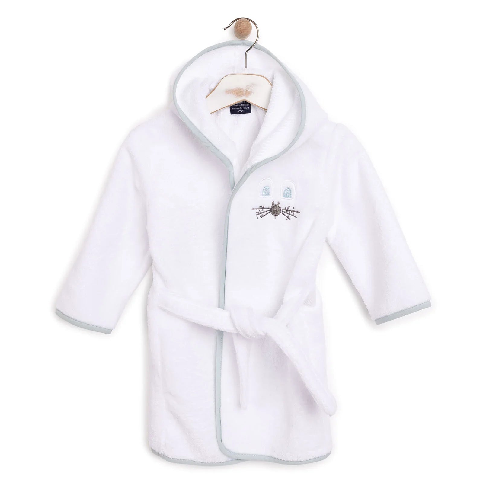 Mollia Boy Baby Bathrobe - White - mezetto ebebek ebebek