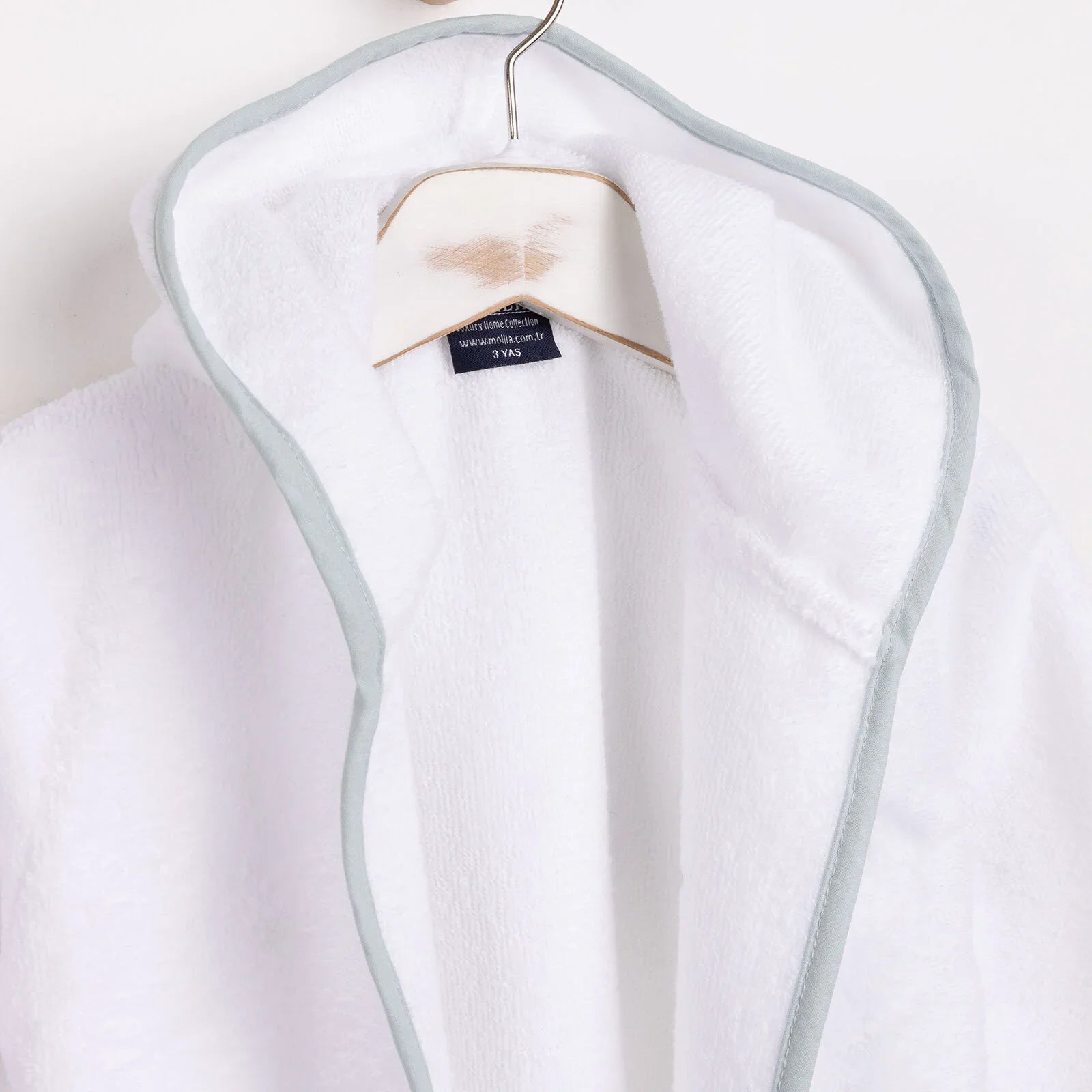 Mollia Boy Baby Bathrobe - White - mezetto ebebek ebebek