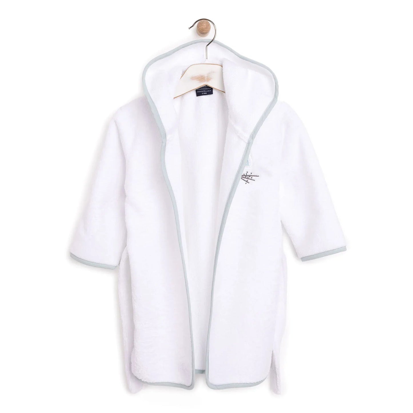 Mollia Boy Baby Bathrobe - White - mezetto ebebek ebebek