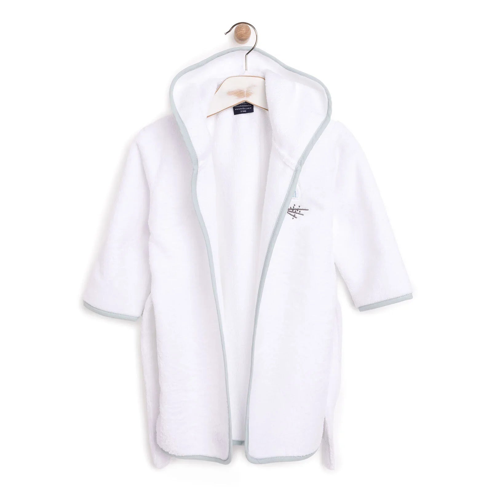Mollia Boy Baby Bathrobe - White - mezetto ebebek ebebek