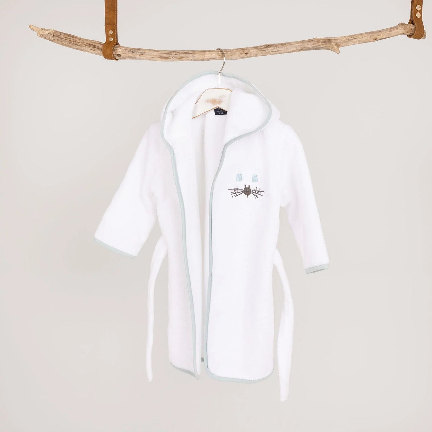 Mollia Boy Baby Bathrobe - White - mezetto ebebek ebebek