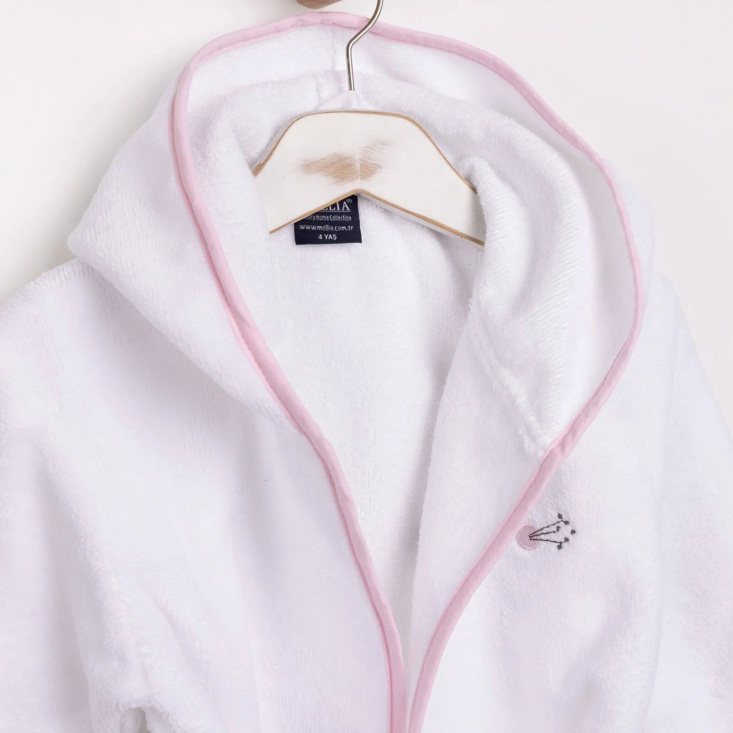 Mollia Girl Baby Bathrobe - White - mezetto ebebek ebebek