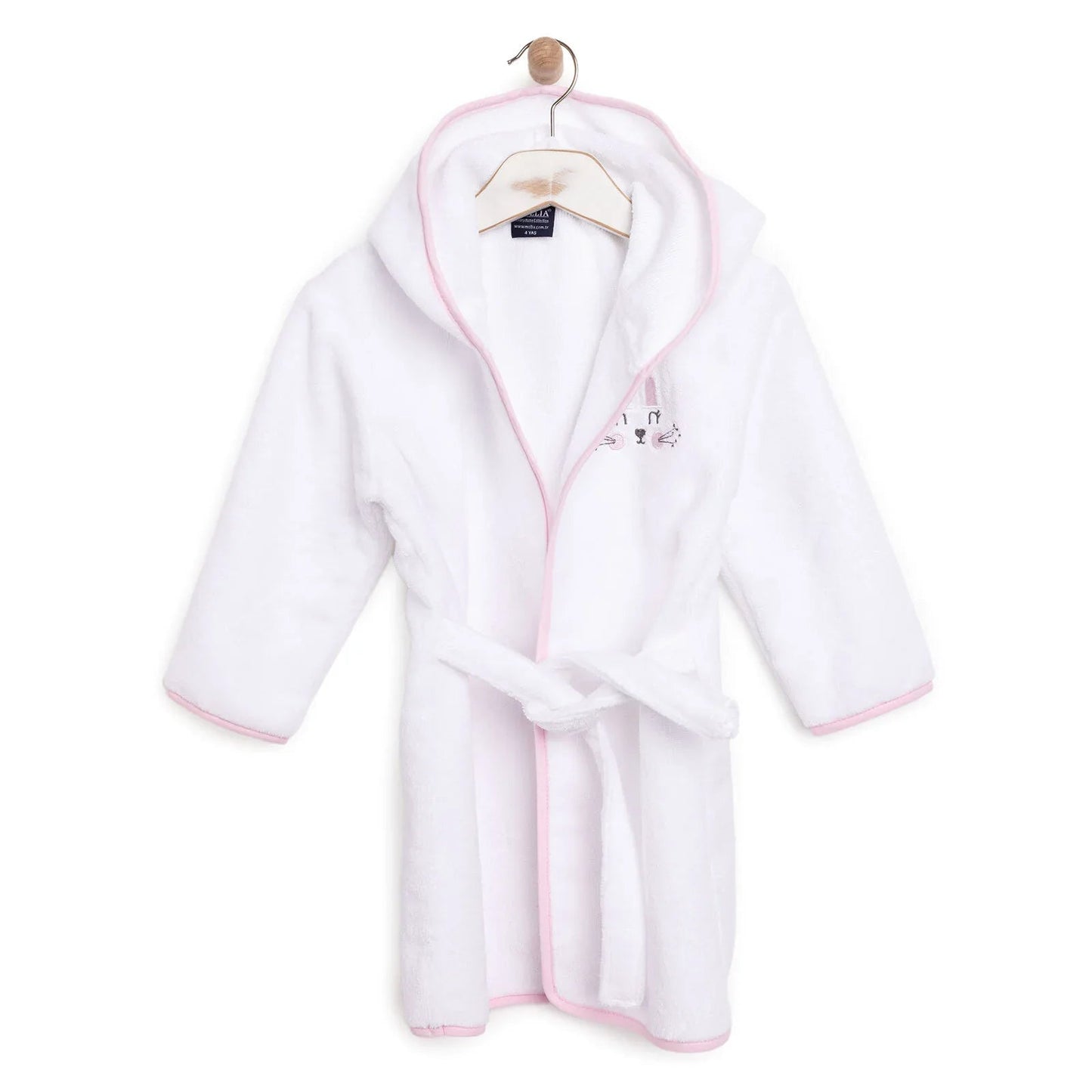 Mollia Girl Baby Bathrobe - White - mezetto ebebek ebebek