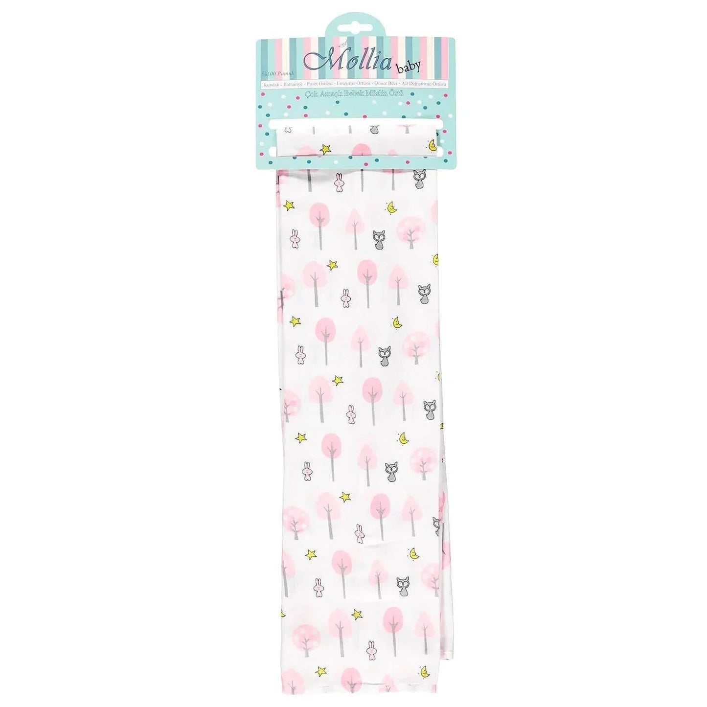 Mollia Square Muslin Blanket - Light Pink - mezetto ebebek ebebek