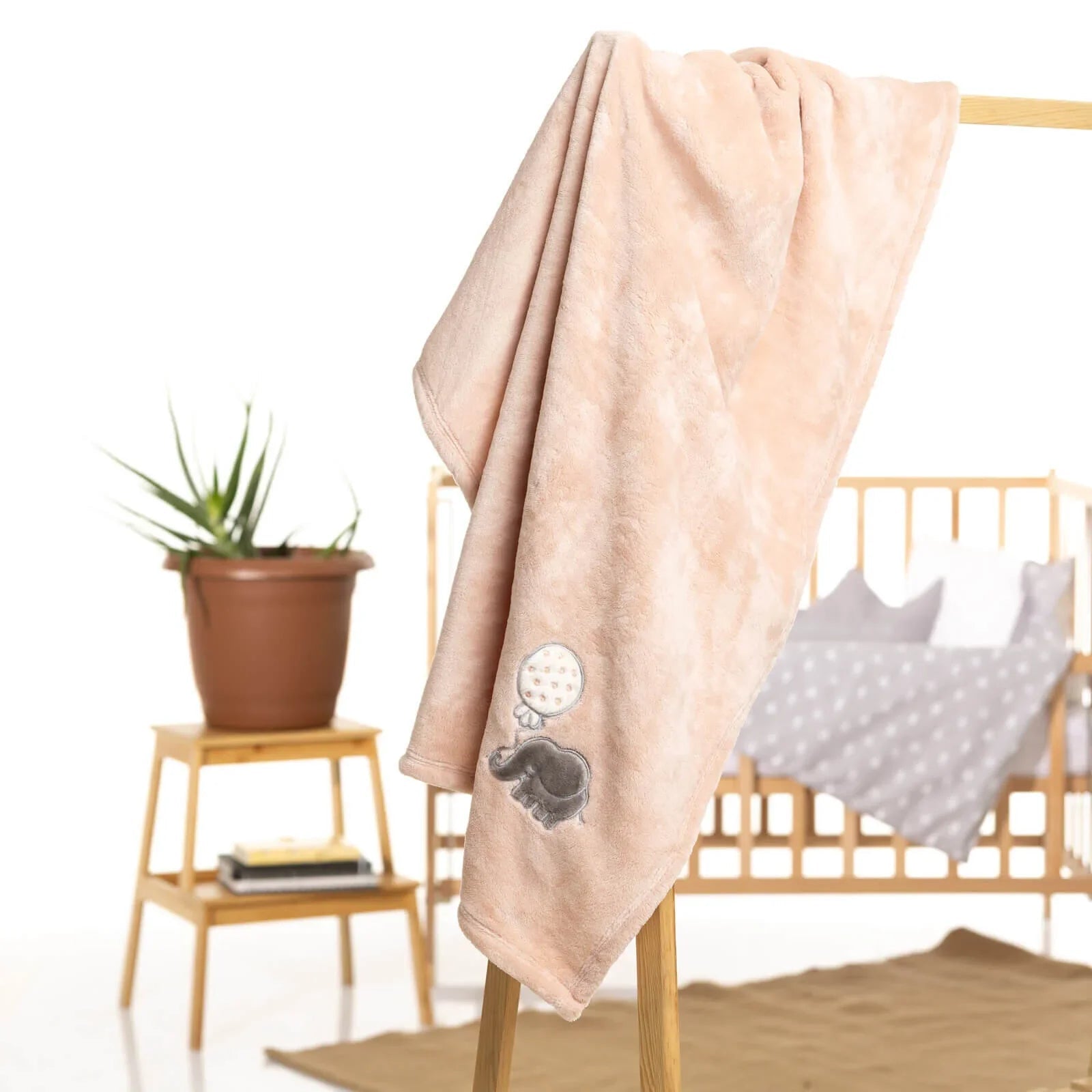Mollia Welsoft Embroidered Baby Girl Blanket 80x100cm - Pink - mezetto ebebek ebebek