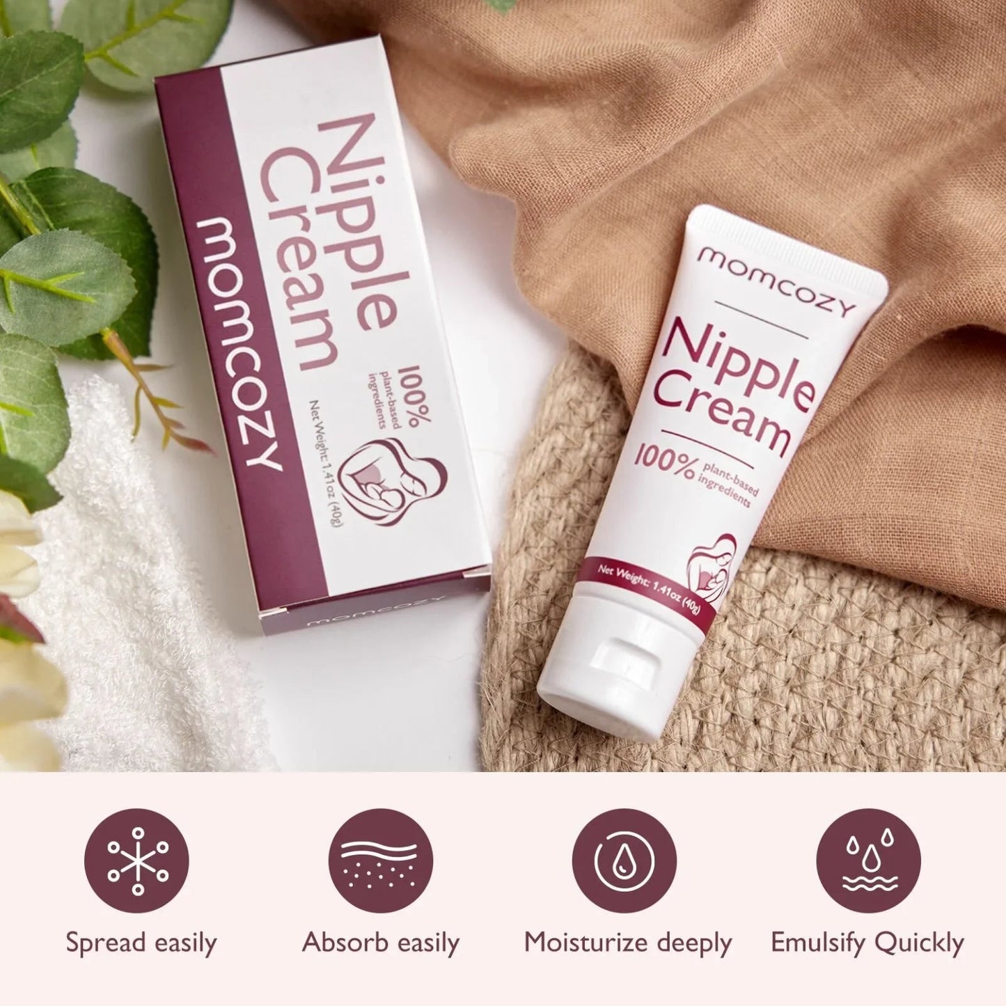 Momcozy 100% Natural Nipple Cream for Breastfeeding 40gr - mezetto ebebek ebebek