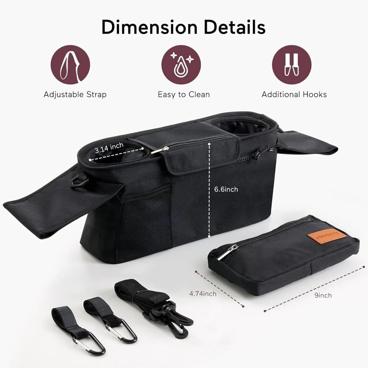 Momcozy All - in - One Stroller Organizer - Black - mezetto ebebek ebebek