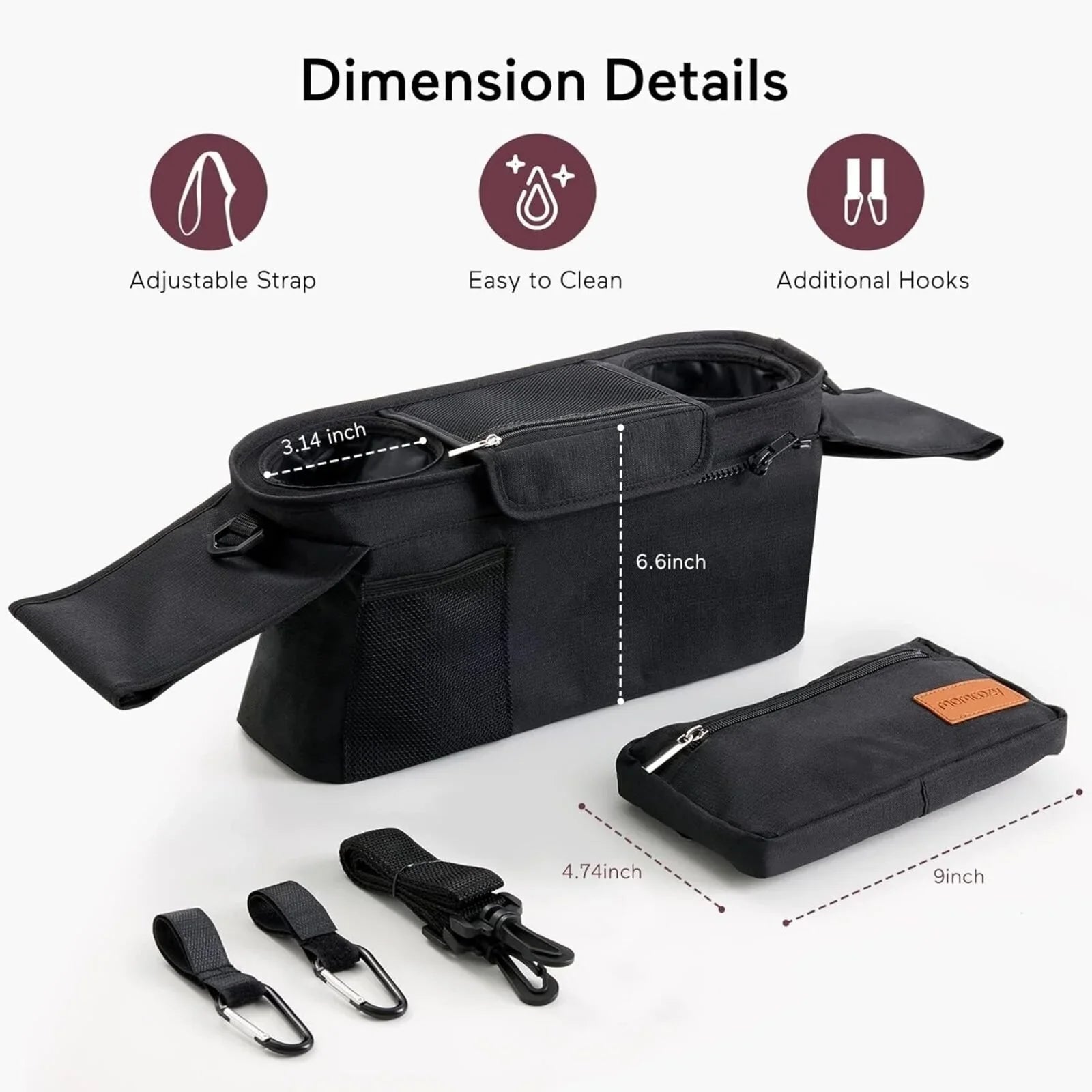 Momcozy All - in - One Stroller Organizer - Black - mezetto ebebek ebebek
