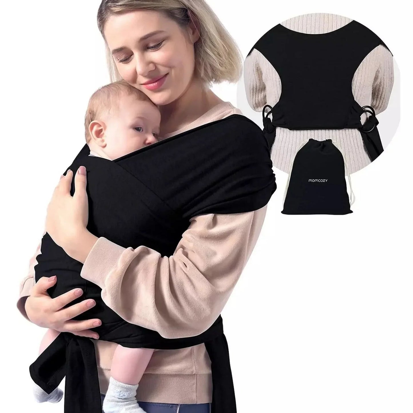 Momcozy Baby Carrier - Black - mezetto ebebek ebebek