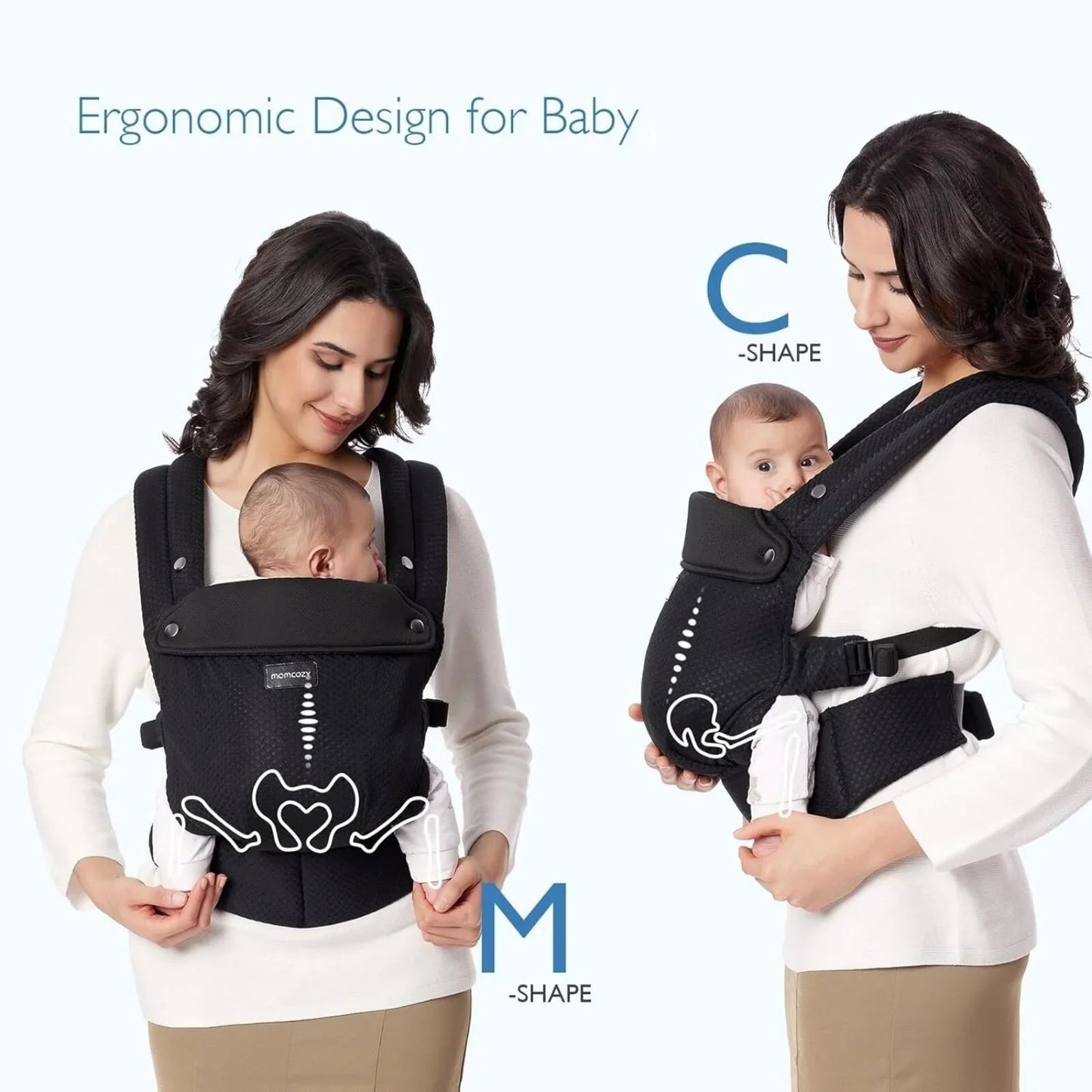 Momcozy Baby Carrier Newborn to Toddler Air Mesh - Black - mezetto ebebek ebebek