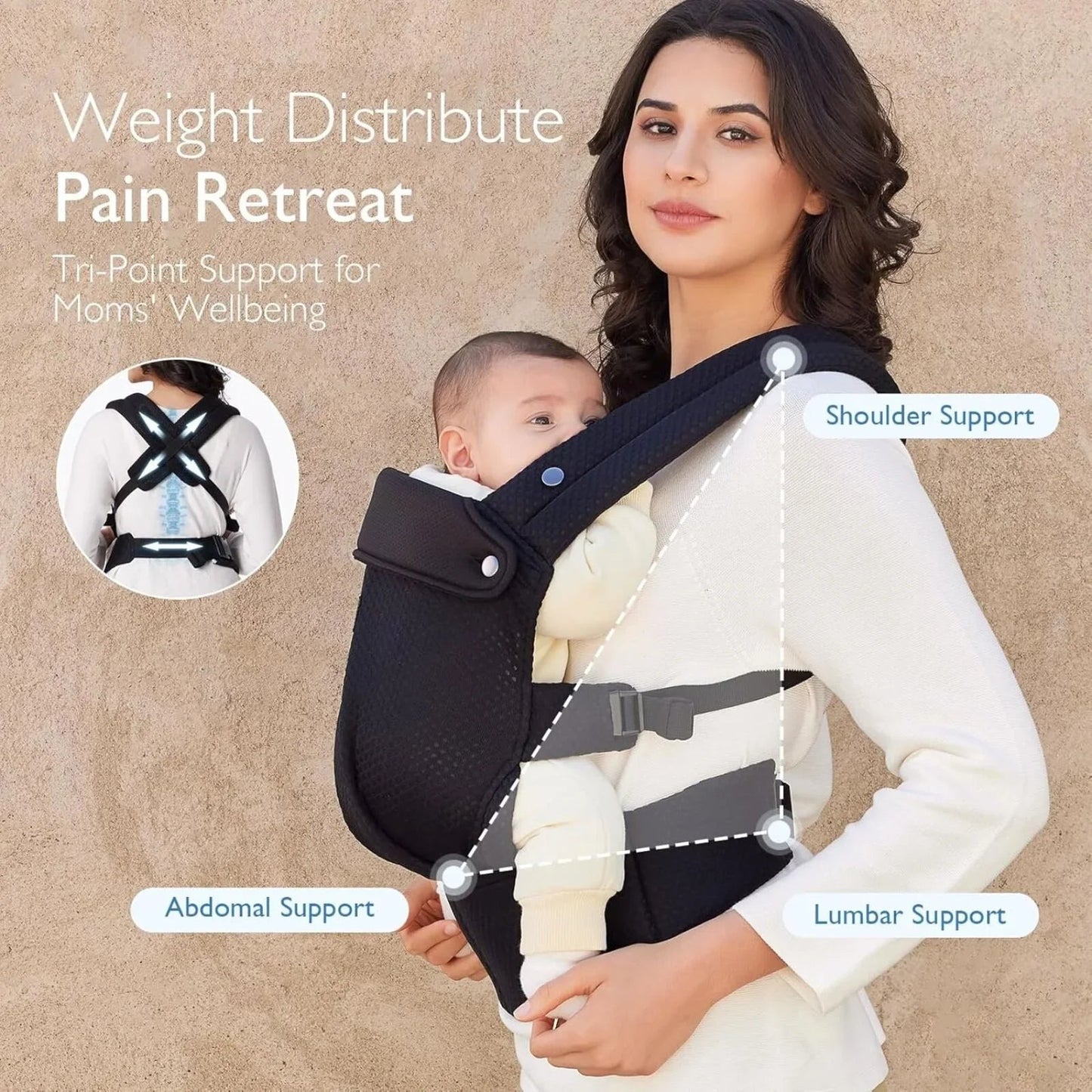 Momcozy Baby Carrier Newborn to Toddler Air Mesh - Black - mezetto ebebek ebebek