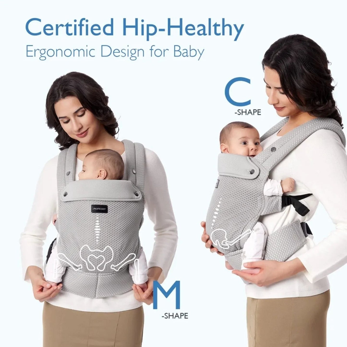 Momcozy Baby Carrier Newborn to Toddler Air Mesh - Grey - mezetto ebebek ebebek