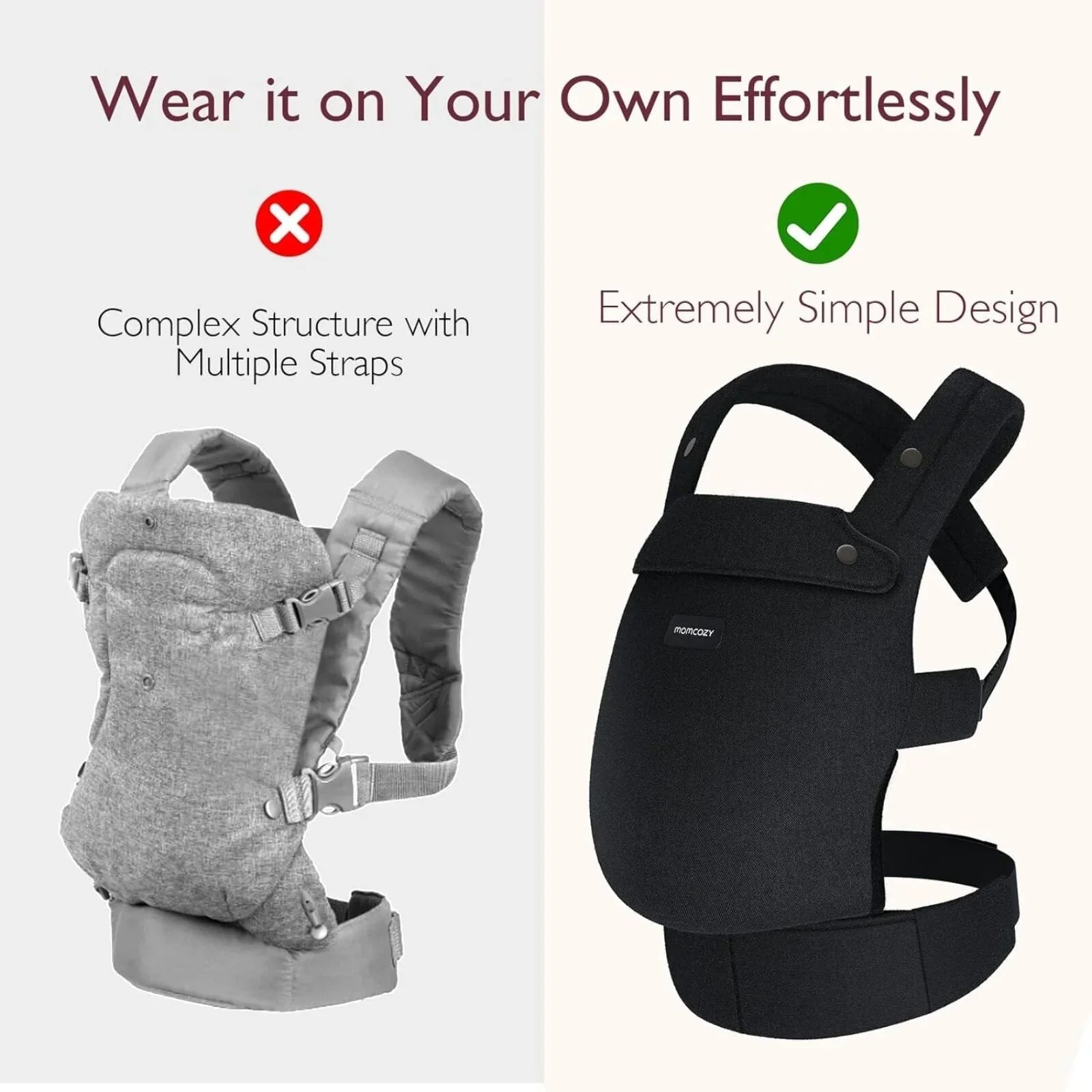 Momcozy Baby Carrier Newborn to Toddler Cotton - Black - mezetto ebebek ebebek