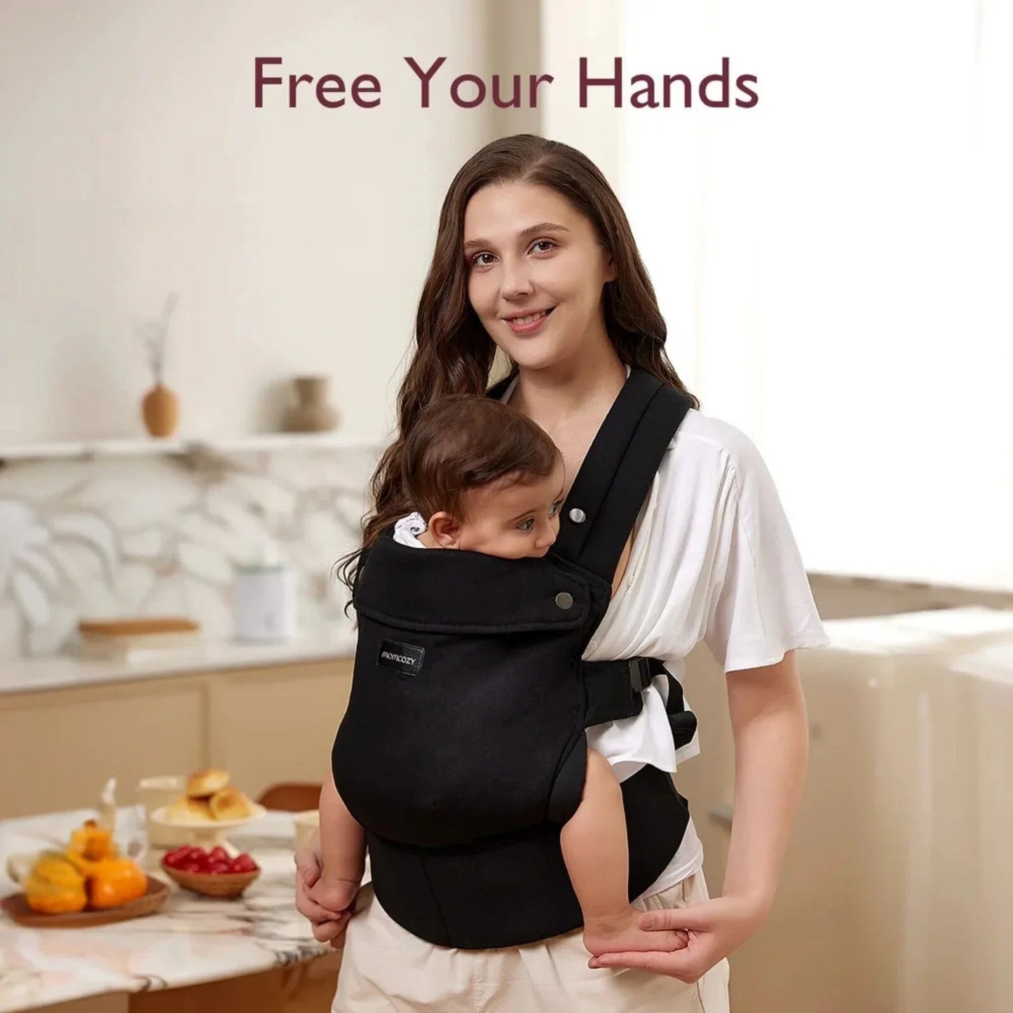 Momcozy Baby Carrier Newborn to Toddler Cotton - Black - mezetto ebebek ebebek