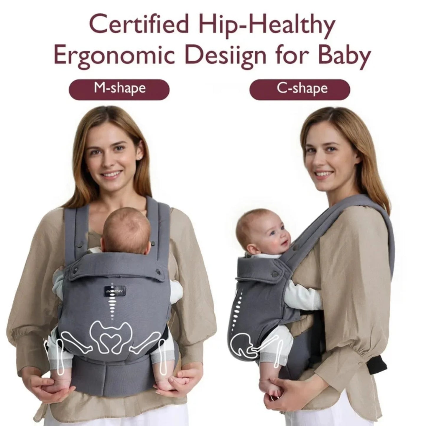 Momcozy Baby Carrier Newborn to Toddler Cotton - Grey - mezetto ebebek ebebek