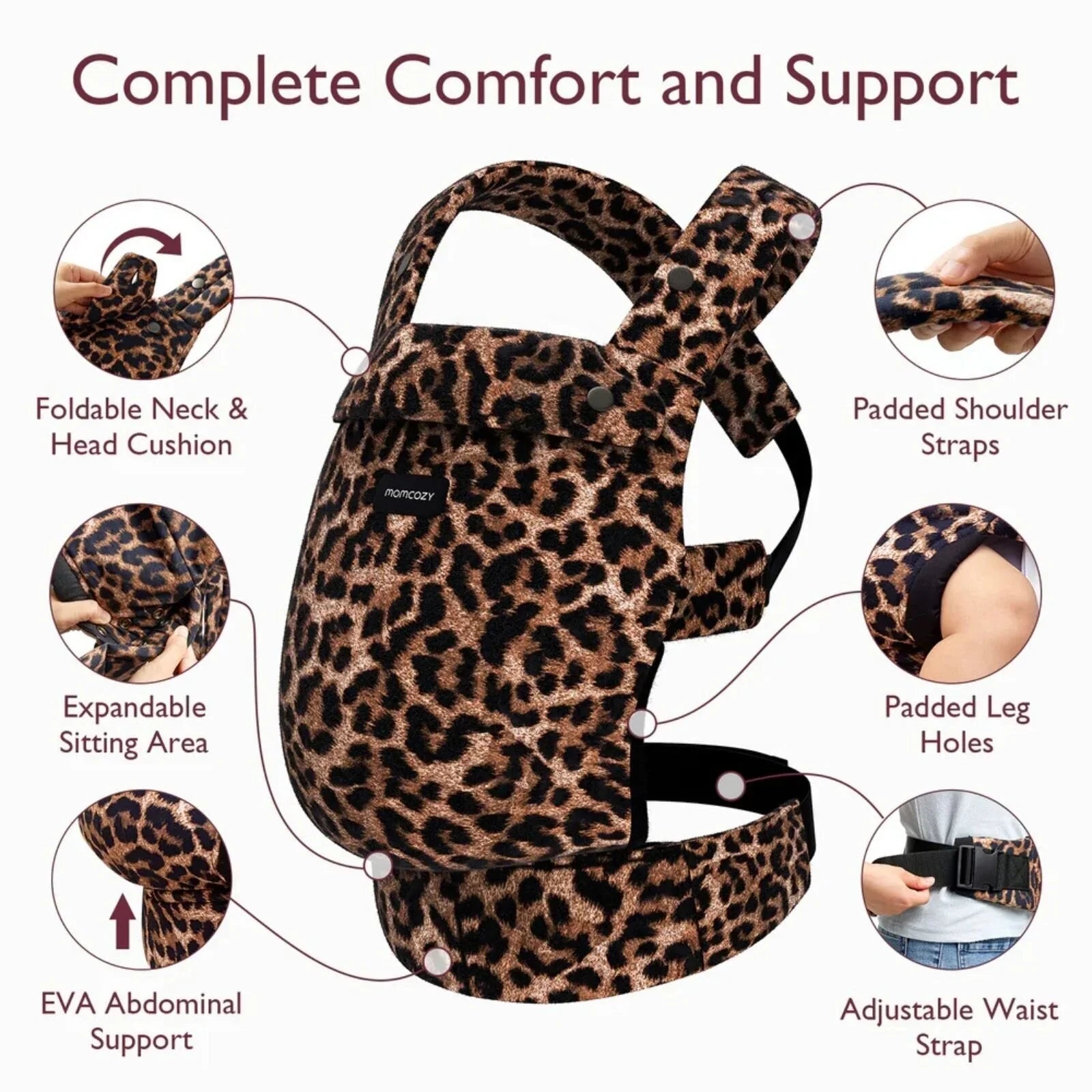 Momcozy Baby Carrier Newborn to Toddler Cotton - Leopard - mezetto ebebek ebebek