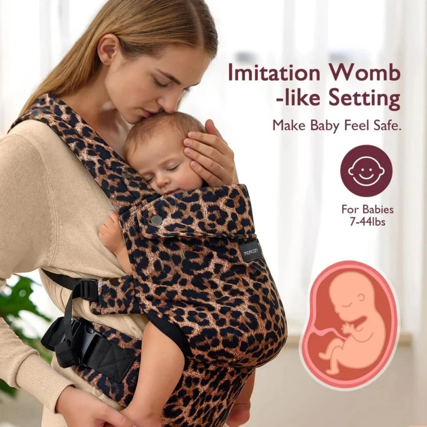 Momcozy Baby Carrier Newborn to Toddler Cotton - Leopard - mezetto ebebek ebebek
