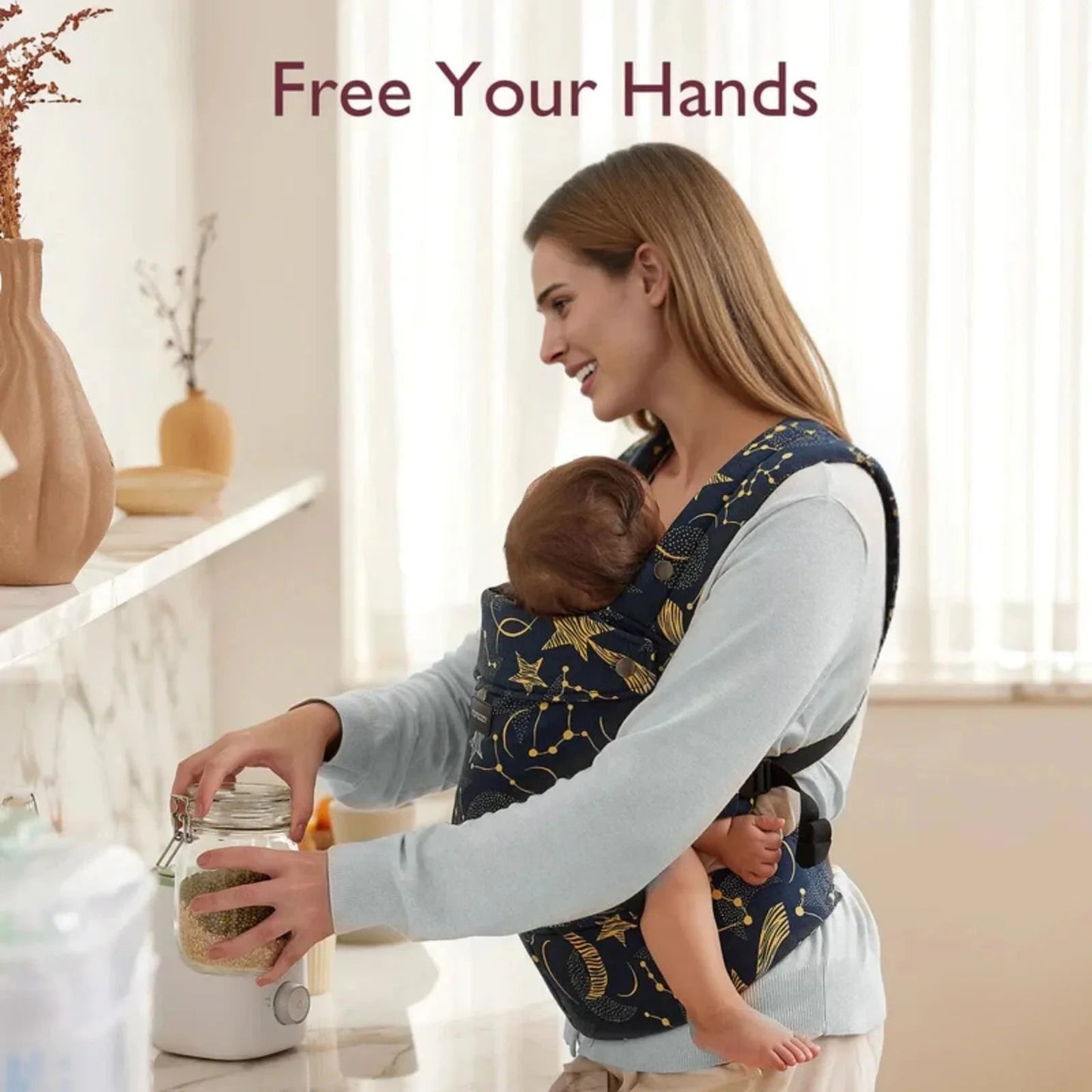 Momcozy Baby Carrier Newborn to Toddler Cotton - Starry Night - mezetto ebebek ebebek