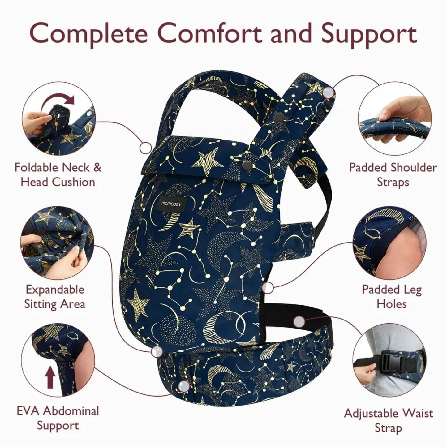 Momcozy Baby Carrier Newborn to Toddler Cotton - Starry Night - mezetto ebebek ebebek