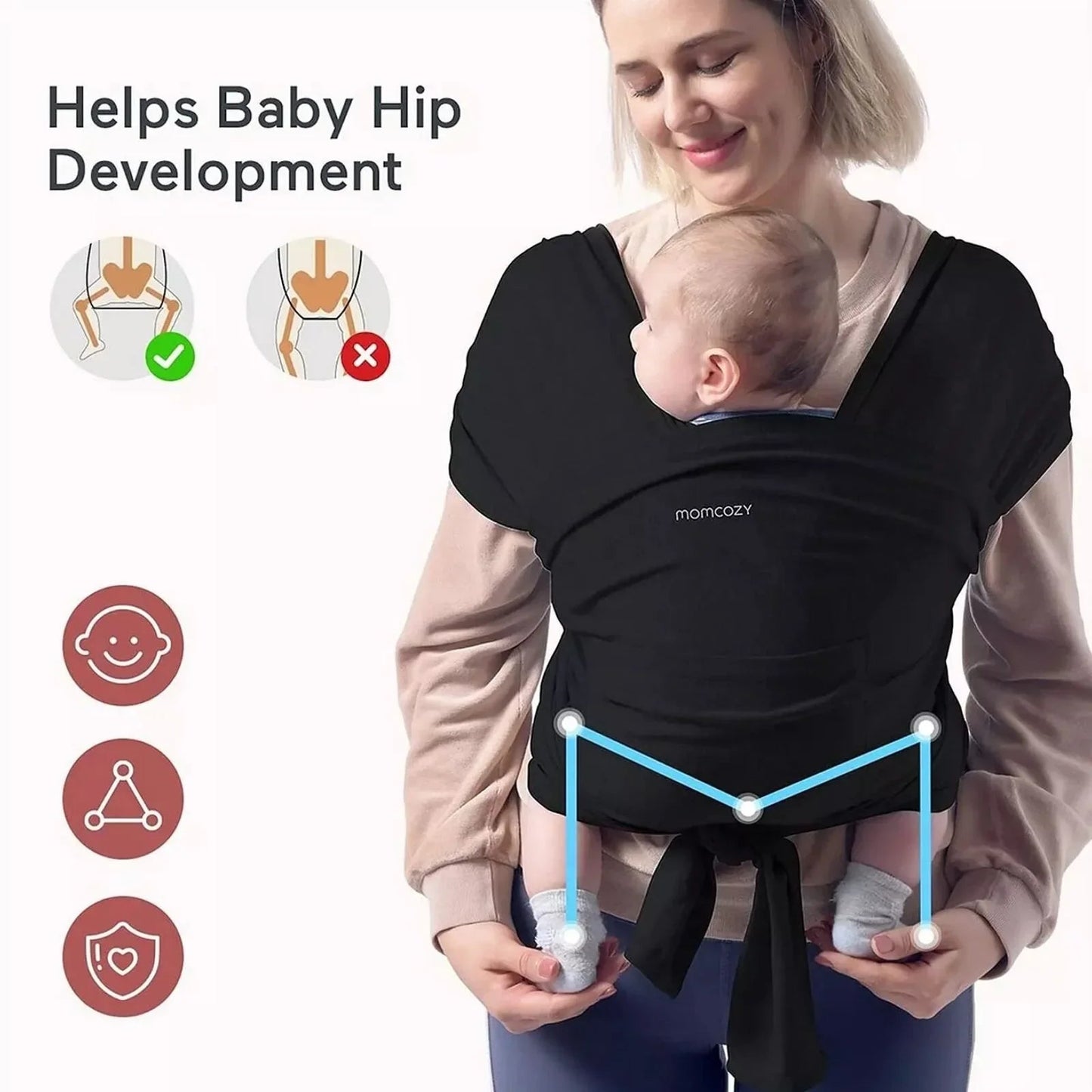 Momcozy Baby Wrap Carrier - Black - mezetto ebebek ebebek