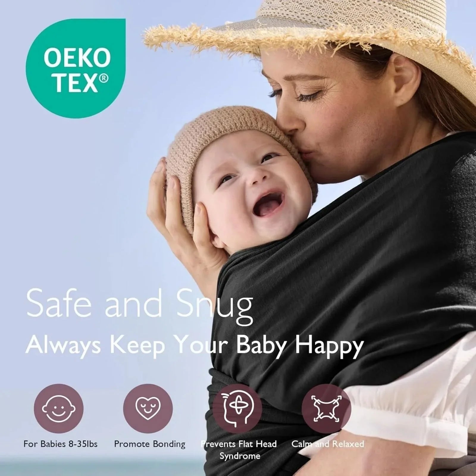 Momcozy Baby Wrap Carrier - Black - mezetto ebebek ebebek