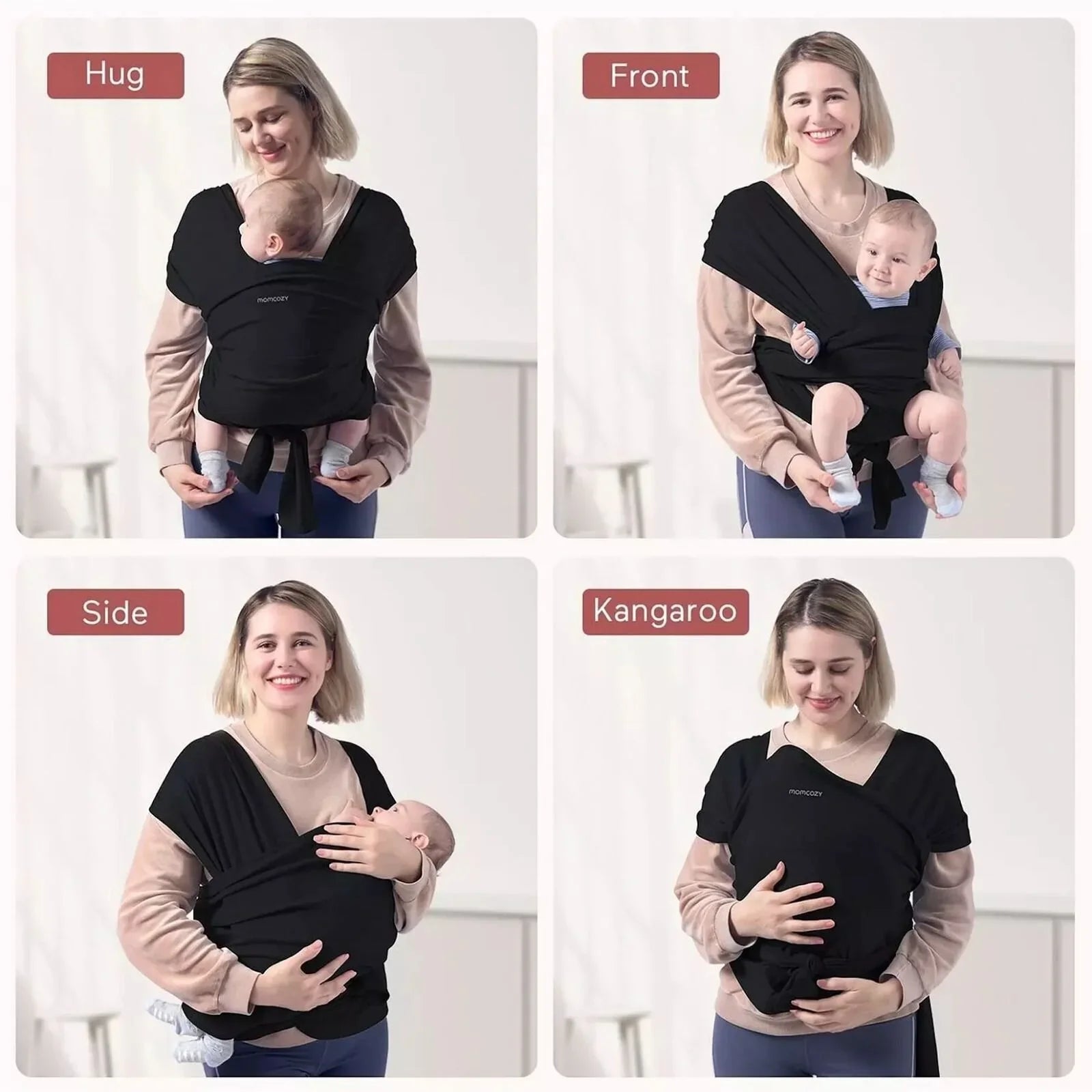 Momcozy Baby Wrap Carrier - Black - mezetto ebebek ebebek