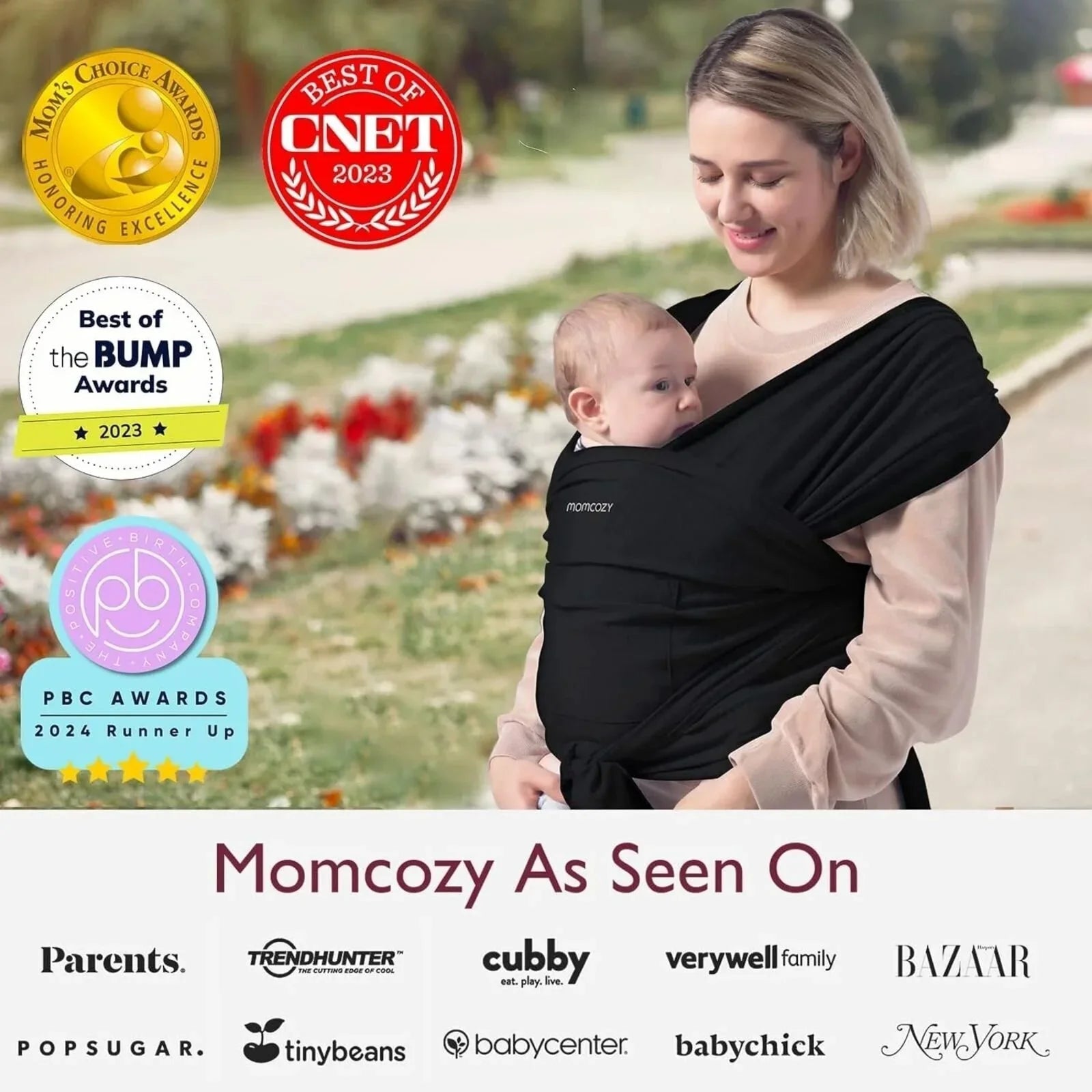 Momcozy Baby Wrap Carrier - Black - mezetto ebebek ebebek