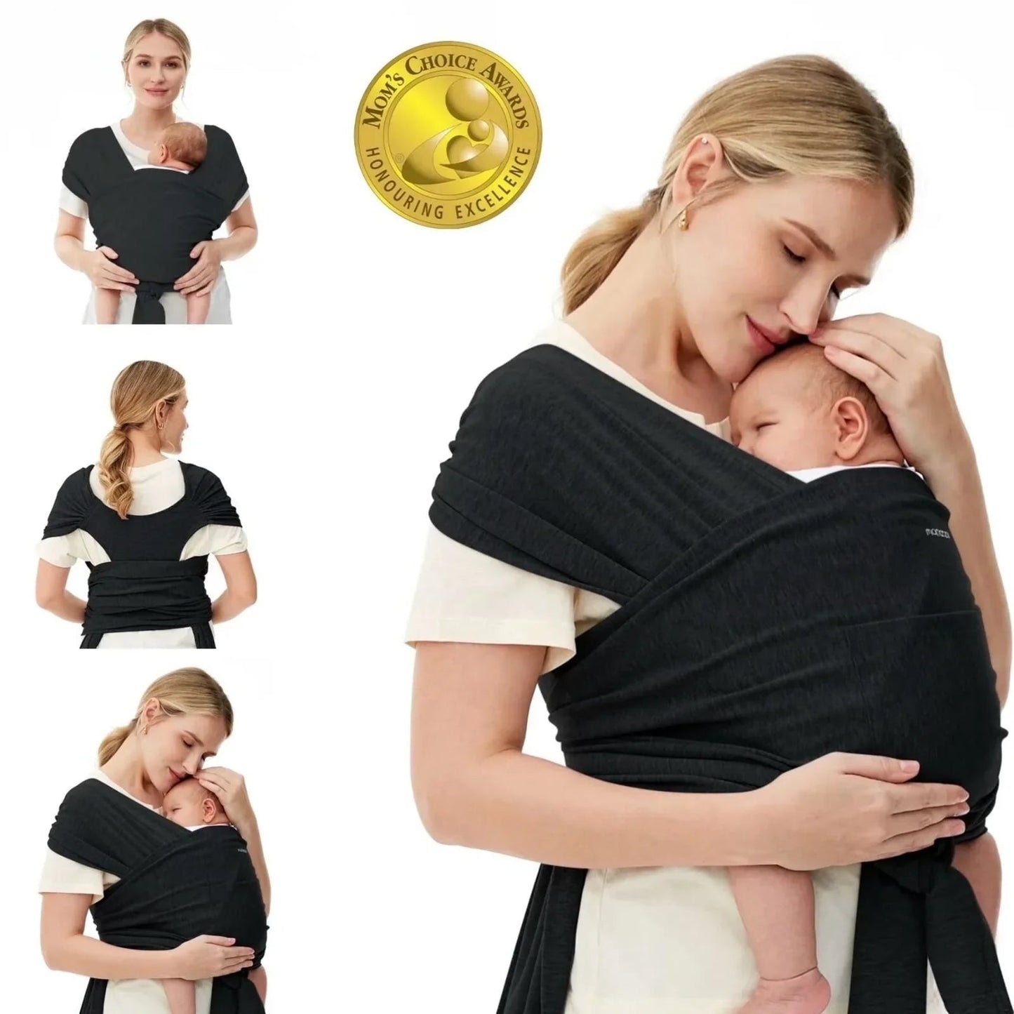 Momcozy Baby Wrap Carrier - Black - mezetto ebebek ebebek