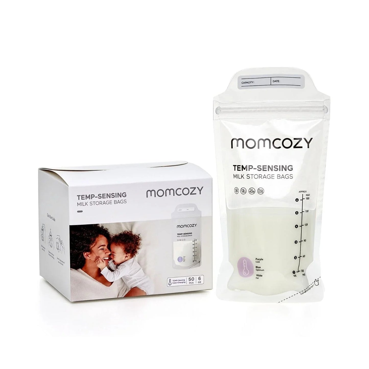Momcozy Breast Milk Storage Bags 180ml 50 pcs - mezetto ebebek ebebek