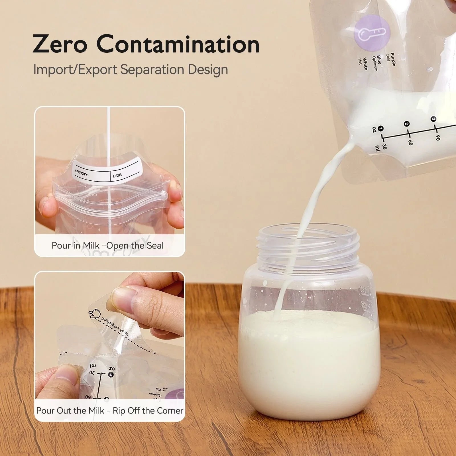 Momcozy Breast Milk Storage Bags 180ml 50 pcs - mezetto ebebek ebebek