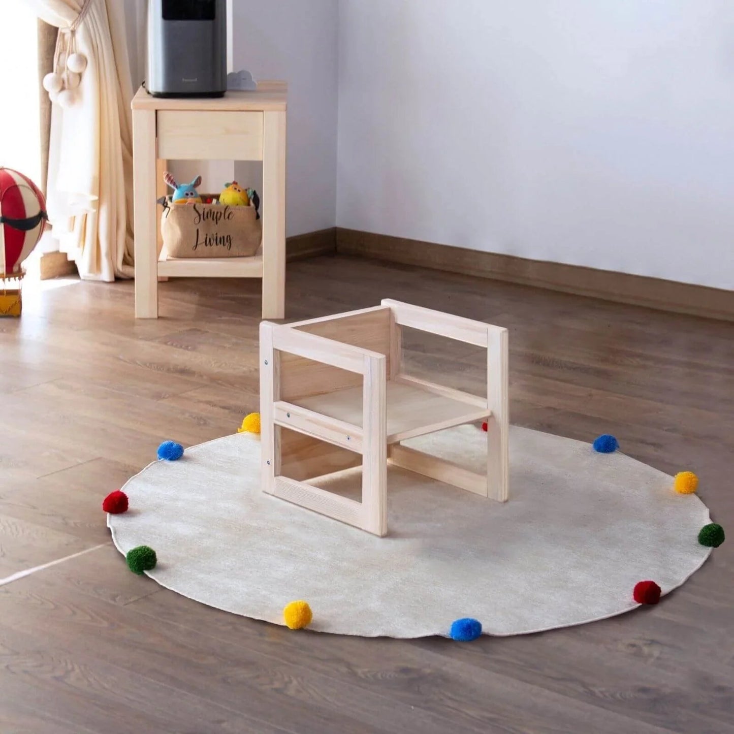 Montessori Wooden Convertable Table & Chair 36,1 cm (W) x 33,7 cm (H) x 36,6 cm (L) - mezetto ebebek ebebek