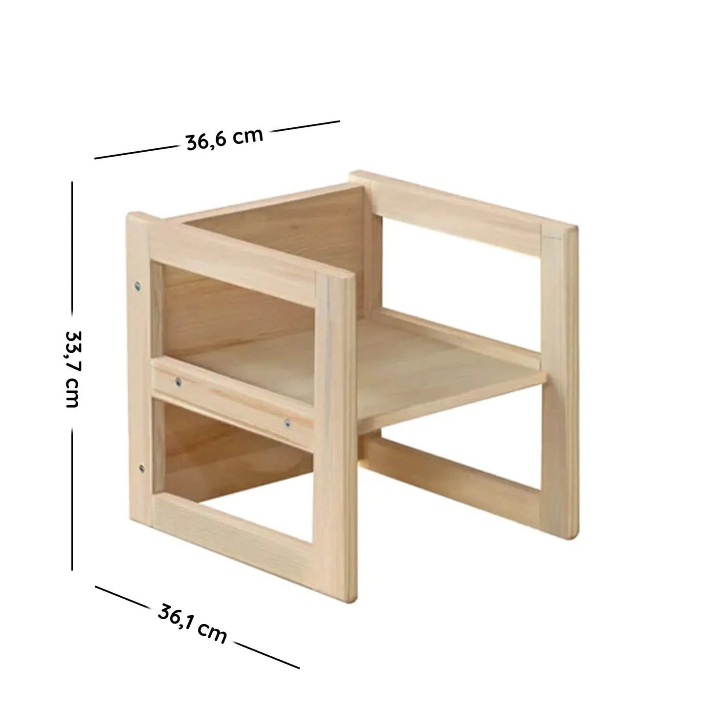 Montessori Wooden Convertable Table & Chair 36,1 cm (W) x 33,7 cm (H) x 36,6 cm (L) - mezetto ebebek ebebek