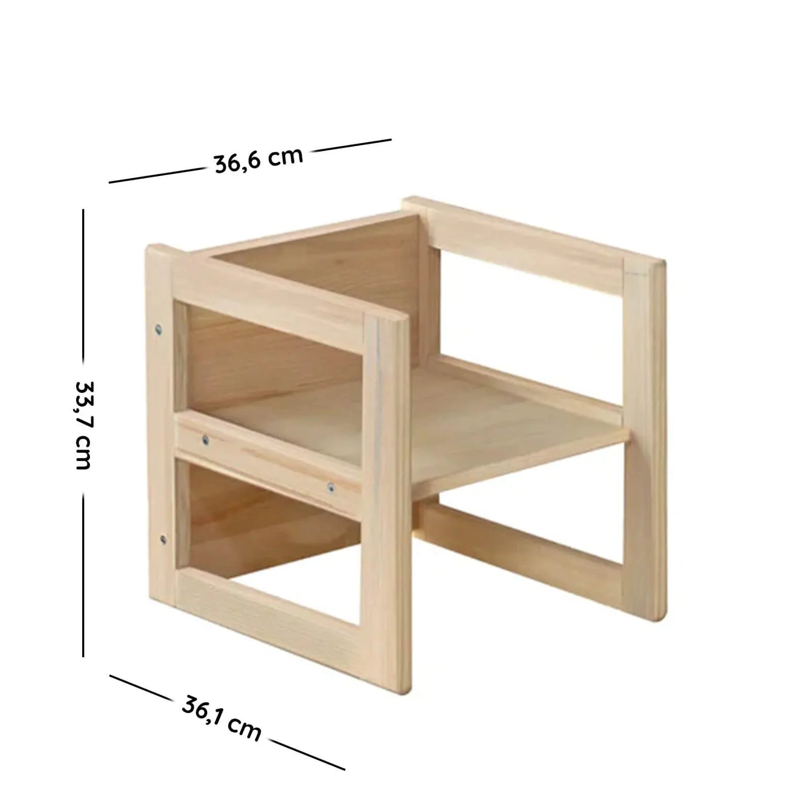 Montessori Wooden Convertable Table & Chair 36,1 cm (W) x 33,7 cm (H) x 36,6 cm (L) - mezetto ebebek ebebek